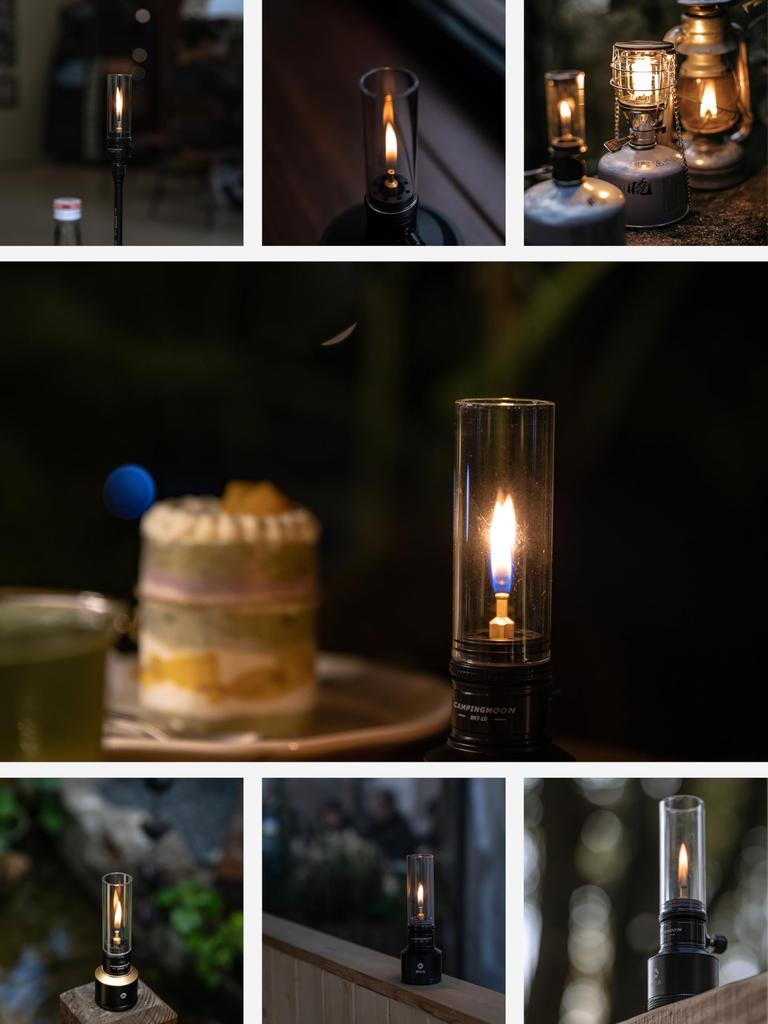 CAMPING MOON Gas Candle Lantern with Refill Tank and Wooden Lantern Case (BKT-1D15)