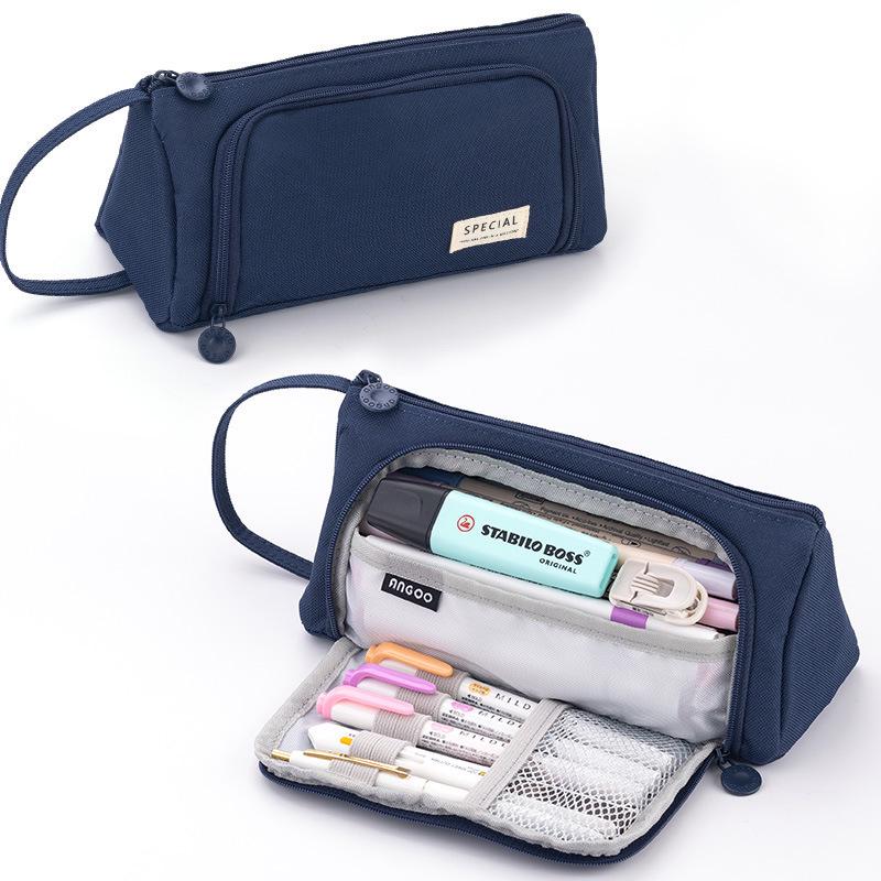 Large Capacity Korean Style Canvas Pencil Case - Multifunctional, Portable Stationery Storage for Students