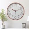 Embossed Metallic Analog Wall Clock, Silent Sweep, Numeric Time Indicator (12 Inches, Copper and White)