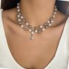 Multilayer Star Pendant Collar Necklace With Imitation Pearls Adjustable Length Neckchain Jewelry For Women Men