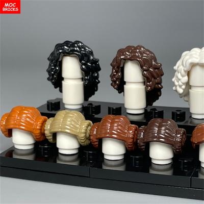 10pcs MOC Bricks 4cm Figure Wear Woman Female Curly Hairs Princess Hair Assembled Building Blocks Accessories Children's Toy