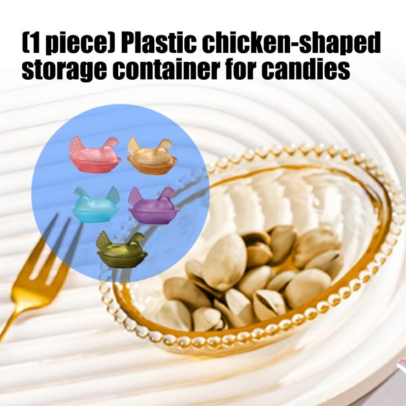 Cute Plastic Clear Hen On Nest Covered Candy Dish Dessert Plate Desktop Easter Christmas Decors Farmhouses Ornament