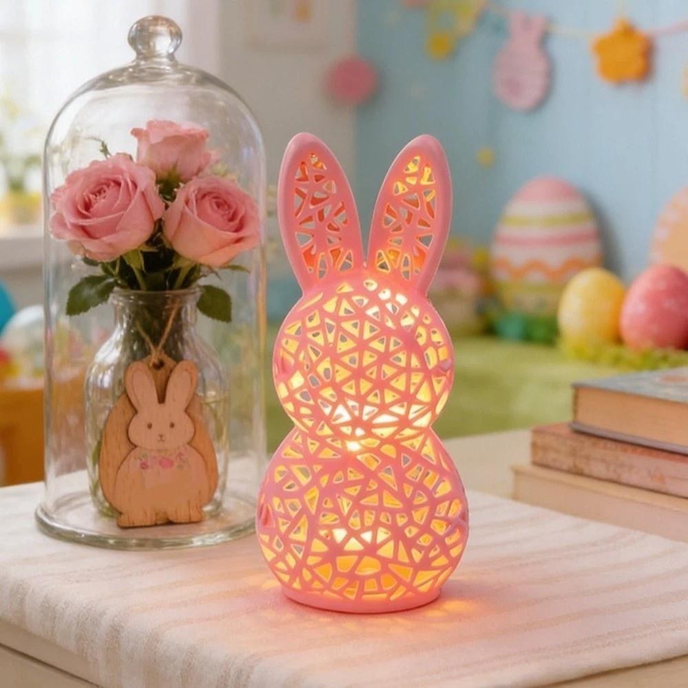 Plast påskstämning Ljus Söt påskhare Prydnad Kaninfigurer Kaninfest