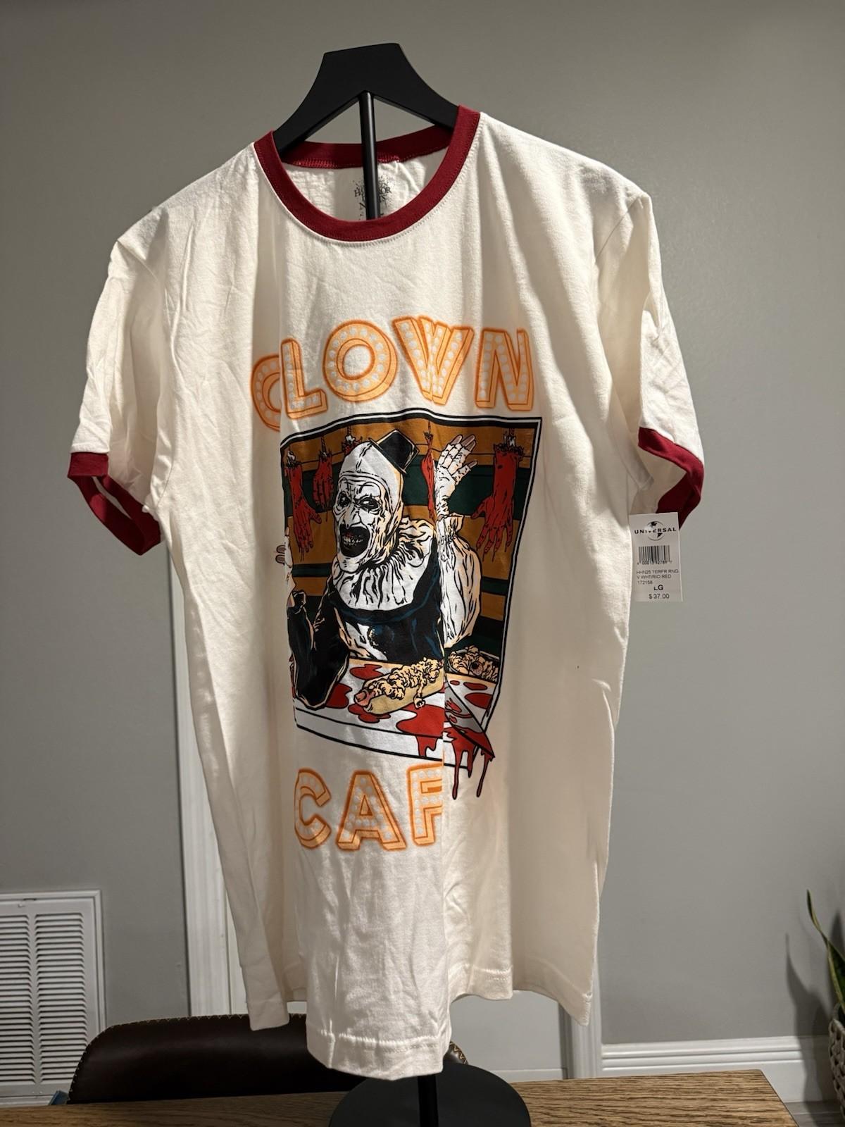 Authentic Universal Halloween Horror Nights HHN Terrifier Clown Cafe T-Shirt L S разноцветный