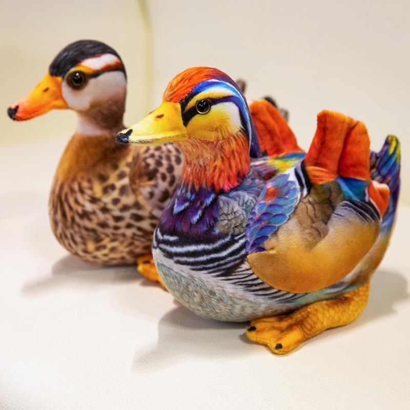 Practical Home Decor Unisex Simulation Mandarin Duck Affectionate Couple Wild Plush Doll Lifelike Home Dcero Pillow