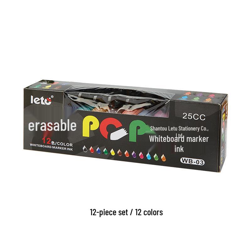12-Color Kids' Creative Whiteboard Markers: Reusable, Wipeable, Ideal for Promotions & Projects