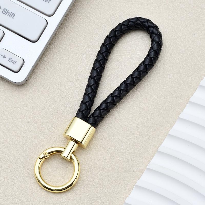 High Quality PU Braided Rope Car Keychain Simple Water Cup Pendant School Bag Keychain Motorcycle Key Ring Ring