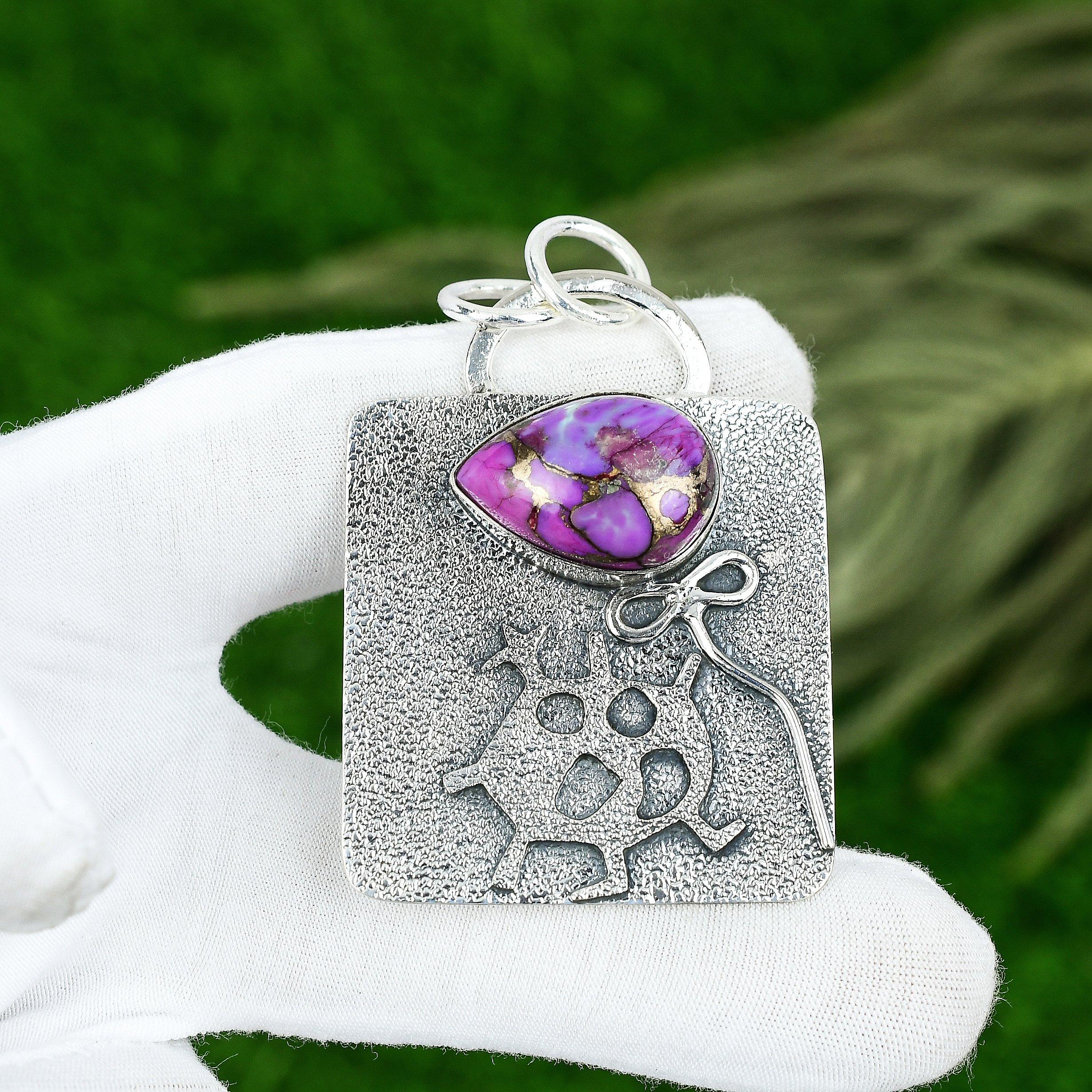 Sisters Day Sale Sterling Silver Copper Purple Turquoise Stone Pendant Jewelry