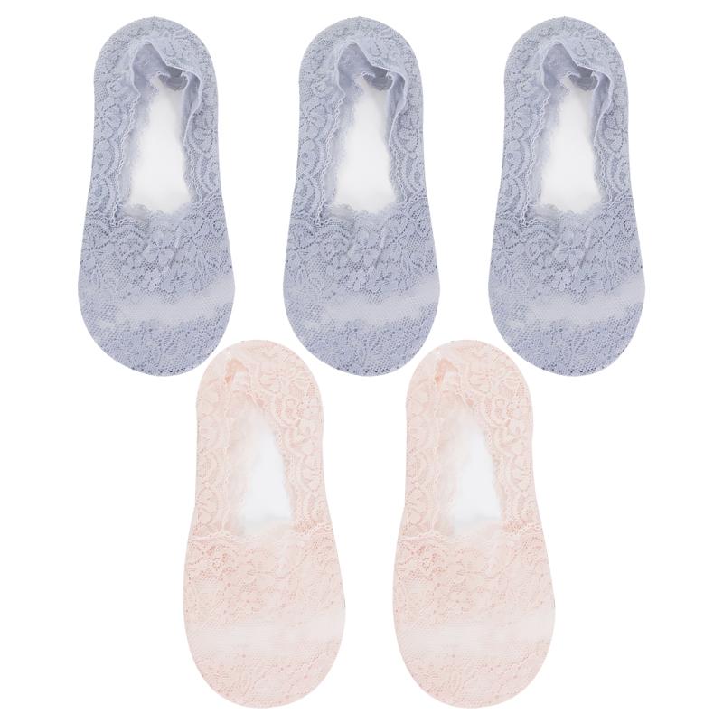 5 Pair Summer Women Socks Slippers Non-slip Breathable Lace Lace Invisible Sock Sexy Non-slip Cool Thin Socks Fashion Sock