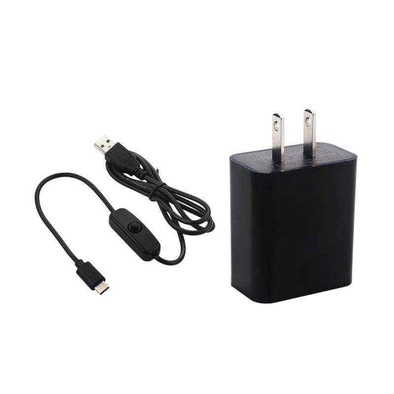 EU/US/UK Plug Type C Power Adapter 1m Cable ON OFF for Pi 3B Split Type 100-240V Input Power Supply
