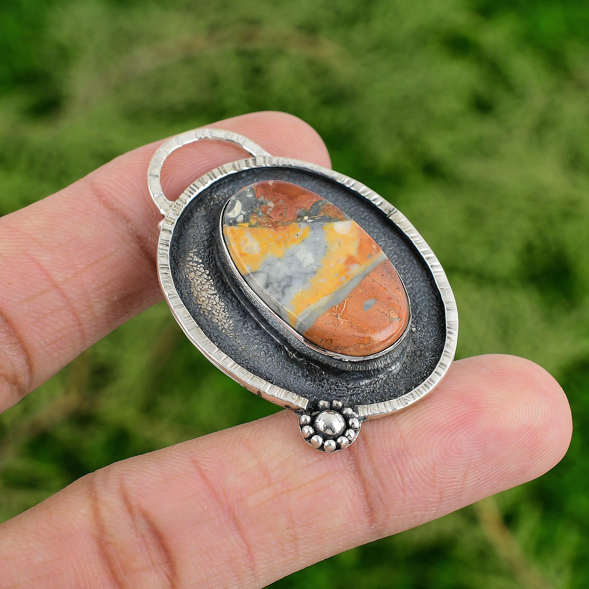 

St Patrick Day Deal 925 Silver Natural Maligano Jasper Bezel Daughter Pendant