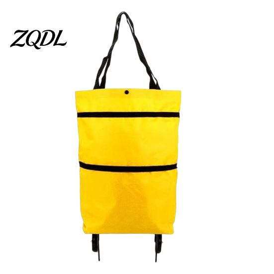 Commuter Shopping Cart for Students Foldable Bag with Wheels, Heavy-Duty Waterproof Oxford Cloth Grocery Cart, Compact Stroller City Living