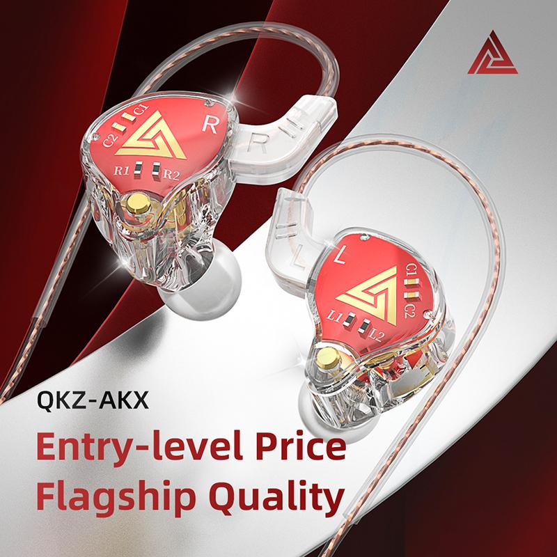 QKZ AKX HIFI Heavy Bass Transparent Earphones IEM Monitor Level 3.5mm In-Ear Music Headphone Dynamic With Mic Wired Headset DMX