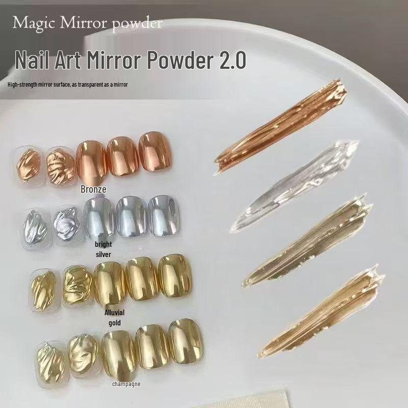 Second Gen Magic Mirror Powder: Luxury Retro Champagne Gold/Silver Nail Art Decoration