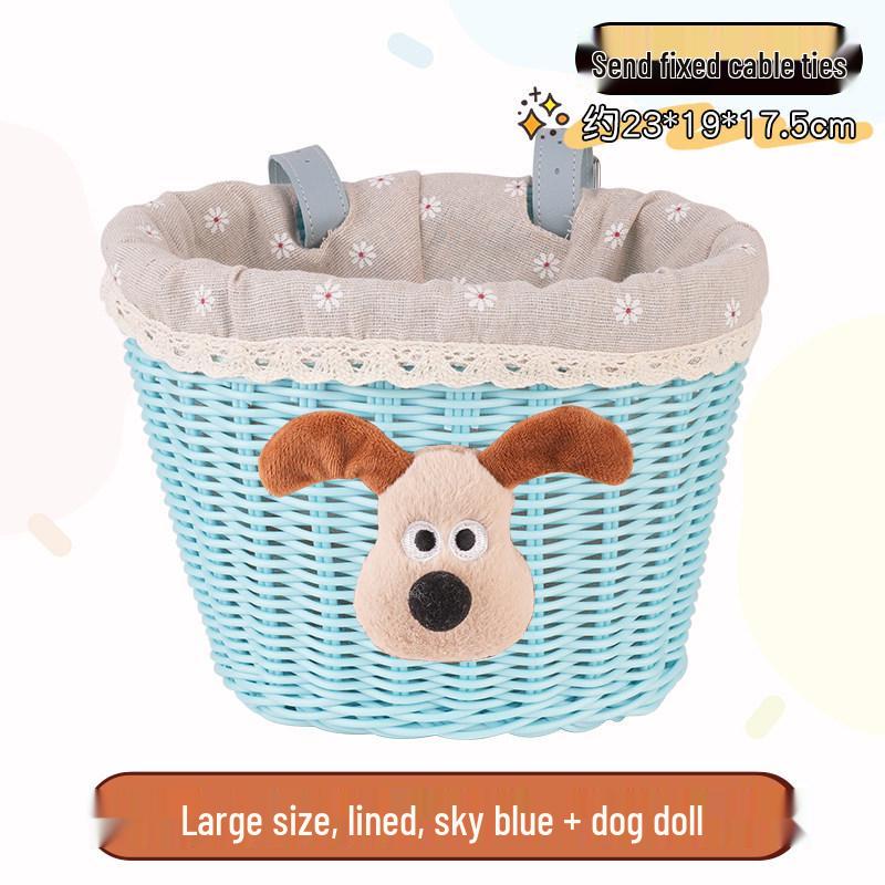 Retro Woven Front Basket for Children's Bicycles, Scooters, or Doll Strollers