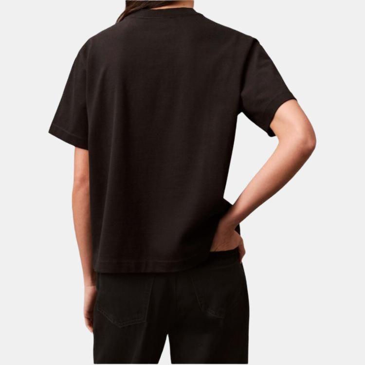 Calvin Klein Felpa con Logo a Spalla Scesa Girocollo Manica Corta T-Shirt Top da Donna Nera 40WH113-UB1