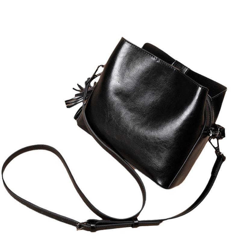 Top-grain Leather Women's Bag, High-end and Fashionable Tassel Handbag, Women's Crossbody Bag, Single-shoulder Small Bag