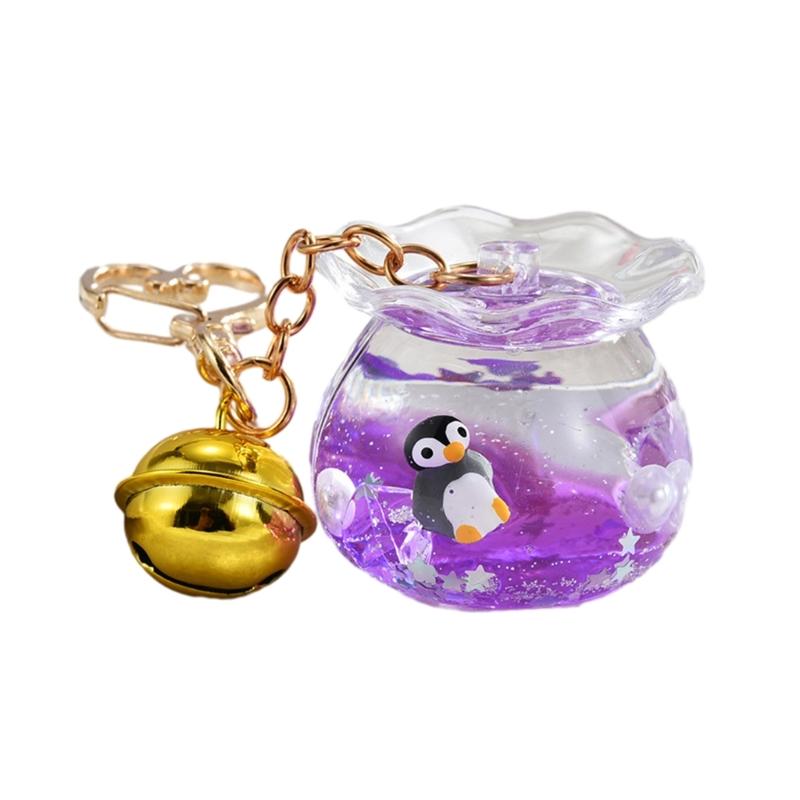 Whimsical Acrylic Bottle Keychain Cute Fish Tank and Ocean Theme Keychain Perfect Bag Charm for Women and Couples
