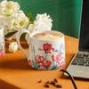 Large Capacity Hand-Painted Cartoon Flower Ceramic Mug - Souvenir Coffee & Water Cup