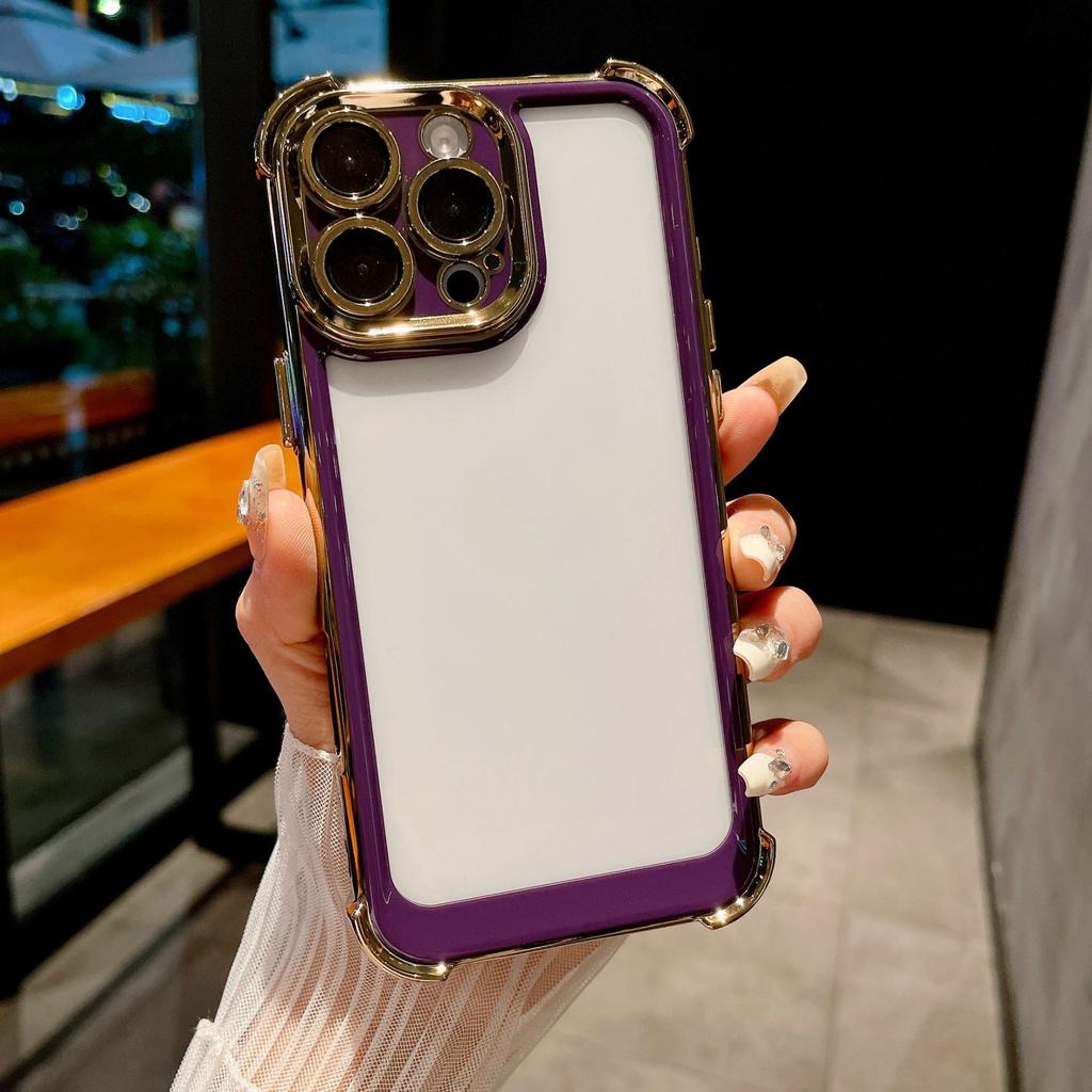 Applicable to iphone17Promax mobile phone case two-color electroplating anti-drop space case Apple 15 advanced sense protective case