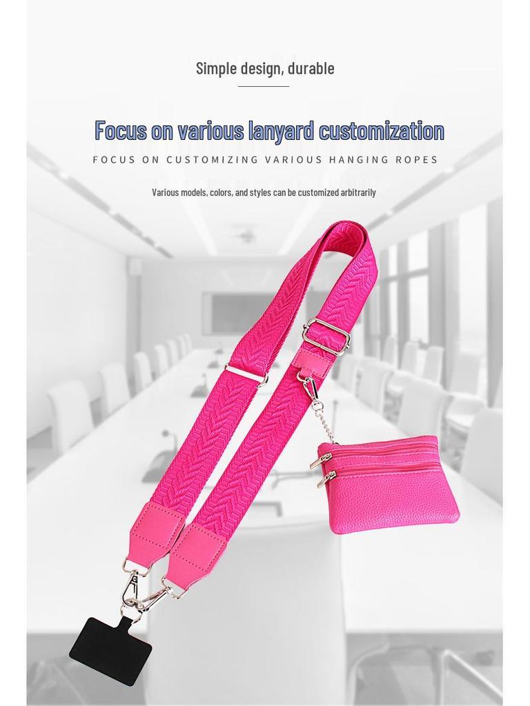 Adjustable Crossbody Mobile Phone Shoulder Strap with Detachable Wrist Strap and Small Bag