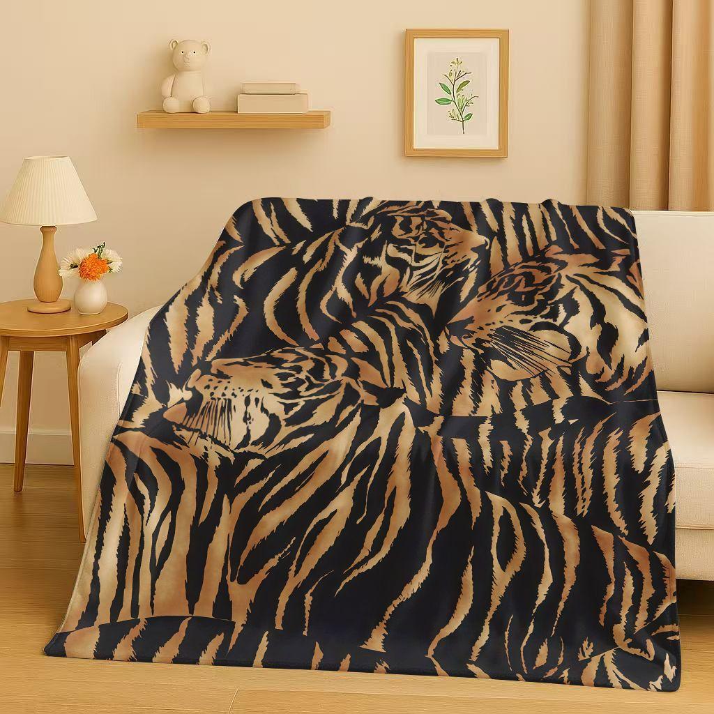 3D Zebra Tiger Leopard Beast Stripe Print Art Flannel Blanket,Ultra Soft Warm Plush Throw for Home Bedroom Bed Sofa Cover Office