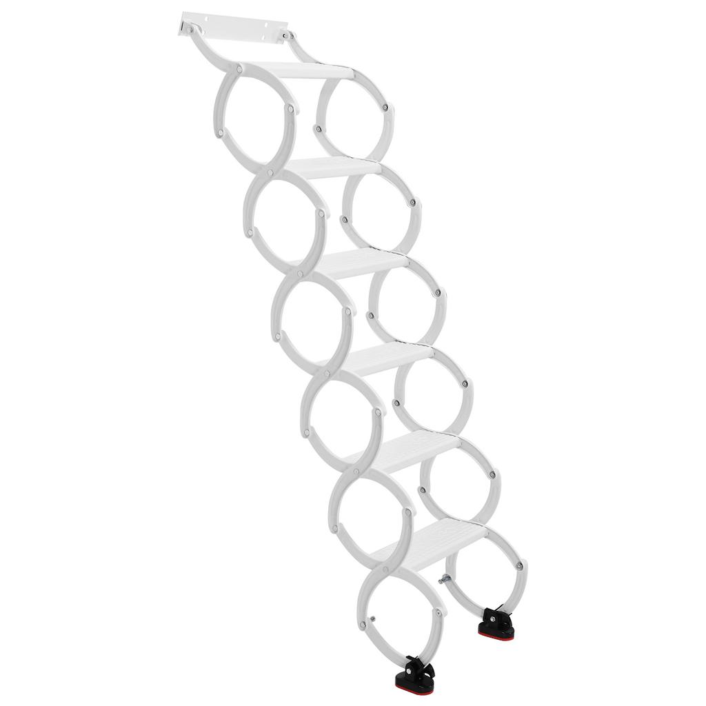 5-8 Steps Wall Mounted Invisible Telescoping Attic Stairs Anti-Slip Steps Retractable Ladder 49in-78in Vertical Height for Home