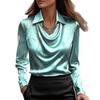 2025 Chic Print Cowl Neck Shirt Collar Women's Top