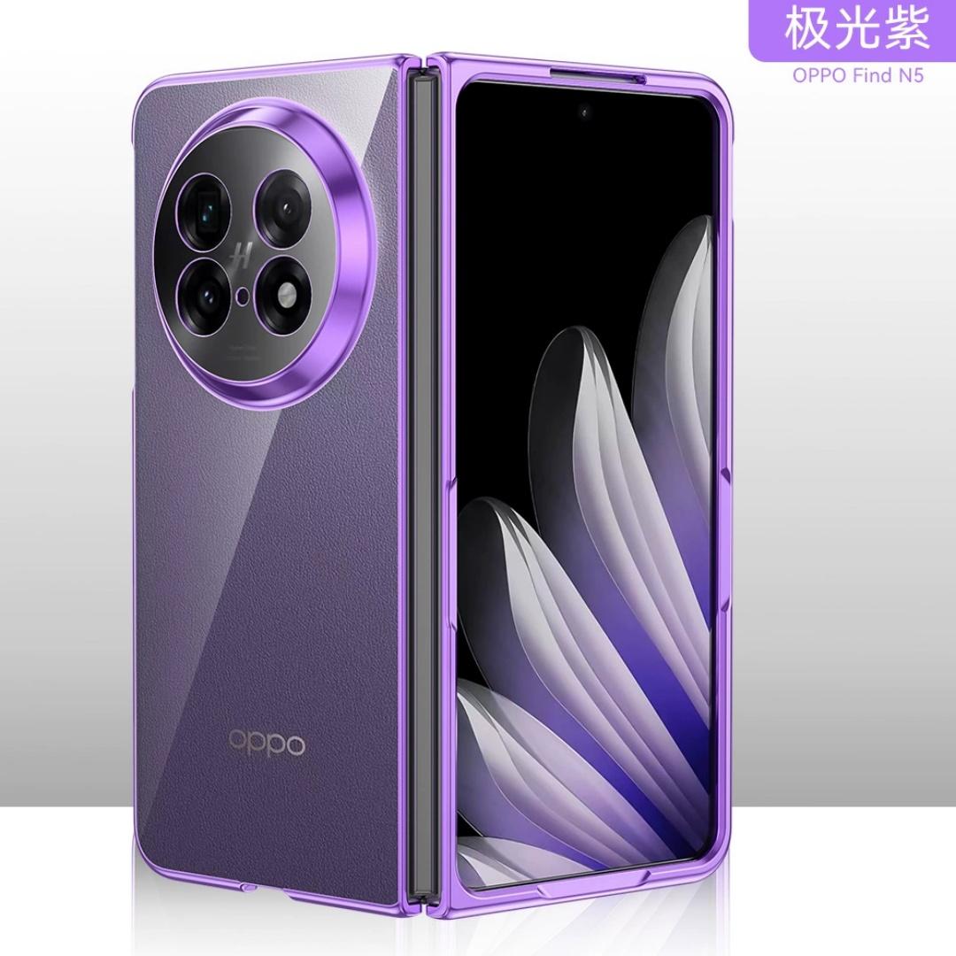 

Electroplating Transparent For OPPO Find N5 N3 Case Luxury Ultra Thin Solid Color Folding Case for OPPO FindN5 Shockproof Bumper OPPO Find N3 фіолетовий