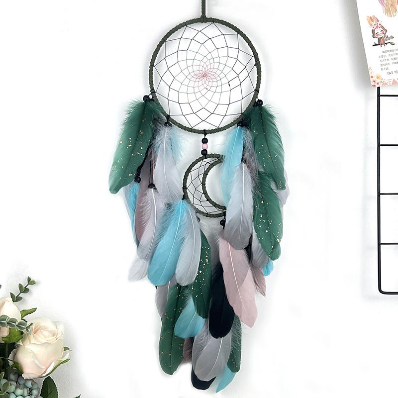 Dream Catcher Hand-woven Colorful Feather Wind Chimes Living Room Bedroom Background Wall Decoration Festival Gifts Home Decor