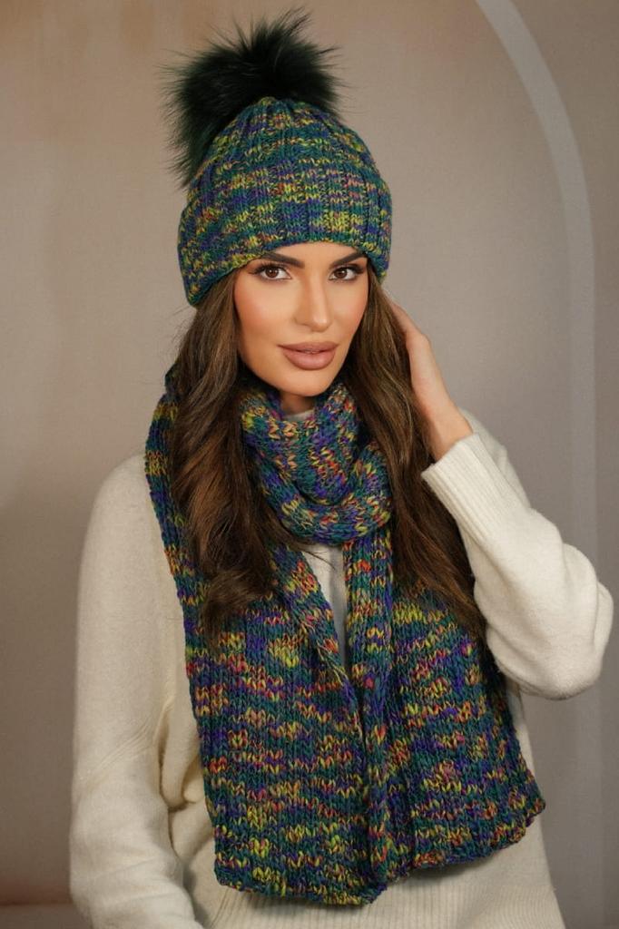 Winter Scarf Multicolor Striped Color Green Kamea-Pavone
