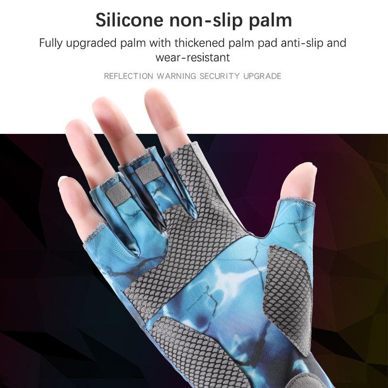 Men'S Summer Fishing Anti-Slip Wearable Cool Outdoor Professional Fishing G10-Dy Half Finger Gloves Ice Silk Breathable Soft Uv