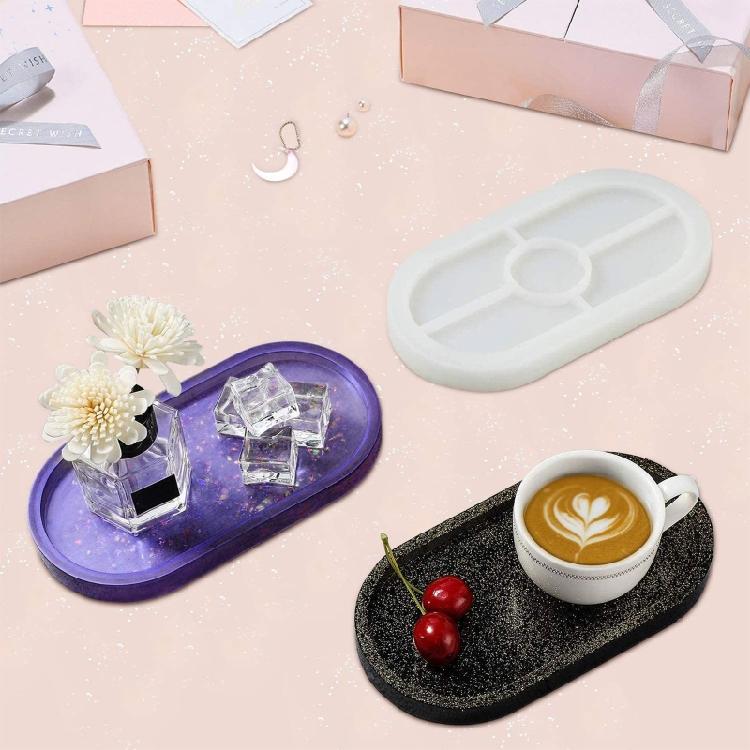 Silicone Resin Oval Tray Mold,Epoxy Resin Casting Mold for Jewelry Storage Plate