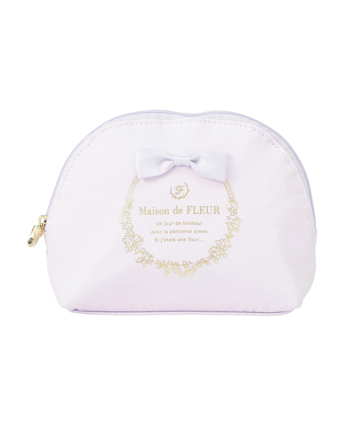 Maison de FLEUR Satin Ribbon Round Size 08001386200 Pouch, Lavender, F, Pouch/Drawstring Bag,