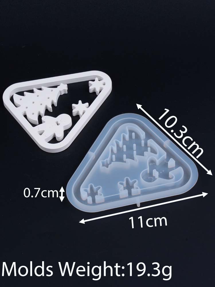3D Triangle Hollow Candle Holder Silicone Mold DIY Santa Claus Snowman Christmas Tree Elk House Gift Box Candlestick Craft Molds
