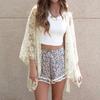 ZANZEA Womens Summer See-Through Lace Cardigan Cover Up Blouse