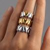 Personality Stainless Steel Heart-Shaped Irregular Open Rings for Women Simple Metal Waterproof Adjustable Ring Design Jewelry