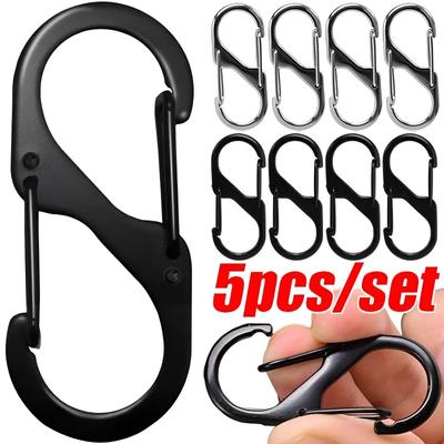 5 Stück S-Typ Karabiner aus Zinklegierung mit Schloss Mini-Schlüsselbundhaken Diebstahlsicherung für Outdoor-Camping-Rucksackschnalle Schlüsselschloss-Zubehör