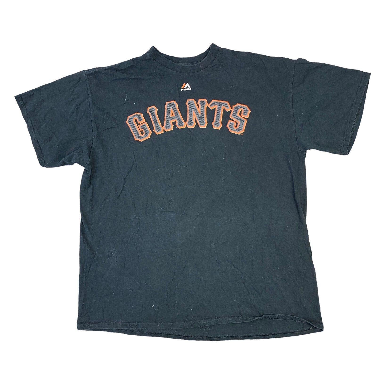 Majestic T-Shirt Mens Womens Tees Top Giants USA Graphic Print Spell Out 00S Black Mens XL