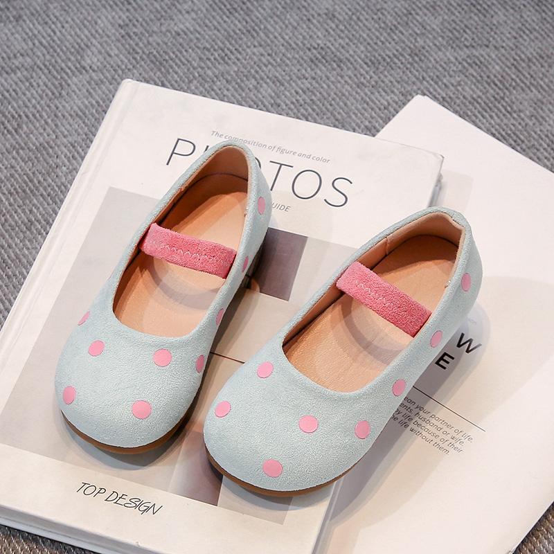 Girls Flat Shoes Polka Dots Sweet Kids Leather Shoes Round Toes Slip-on 2025 New Girls Princess Shoes Candy Color Non-slip Soft