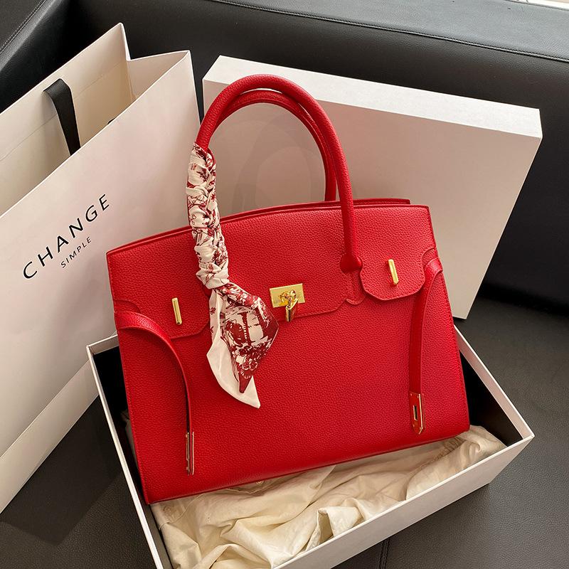 New High-end Bag, Silk Scarf Contrasting Platinum Bag, Portable Shoulder Women's Bag