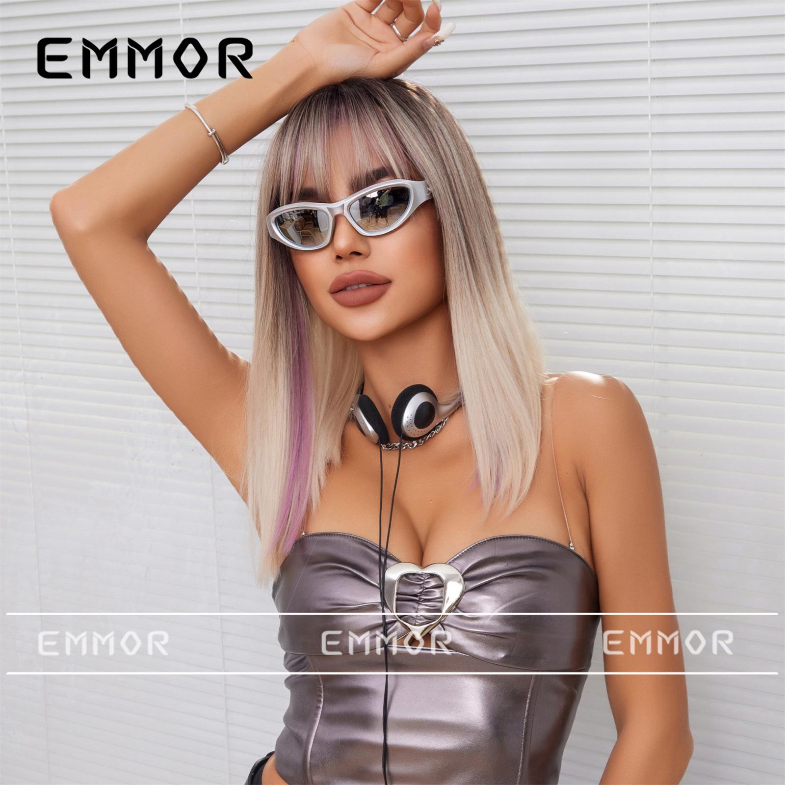 

Европейский и американский бесшовный панк-стиль, детско-розовый длинный прямой парик с челкой