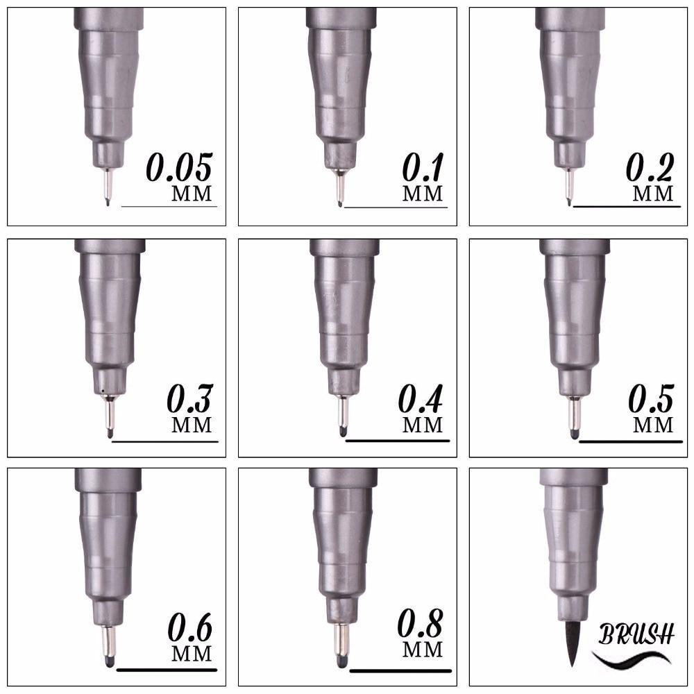 1 PC Porous-Point Pens Pigment Liner Micron Ink Marker Pen Different Tip Black Fineliner Sketching Pens Art Supplies
