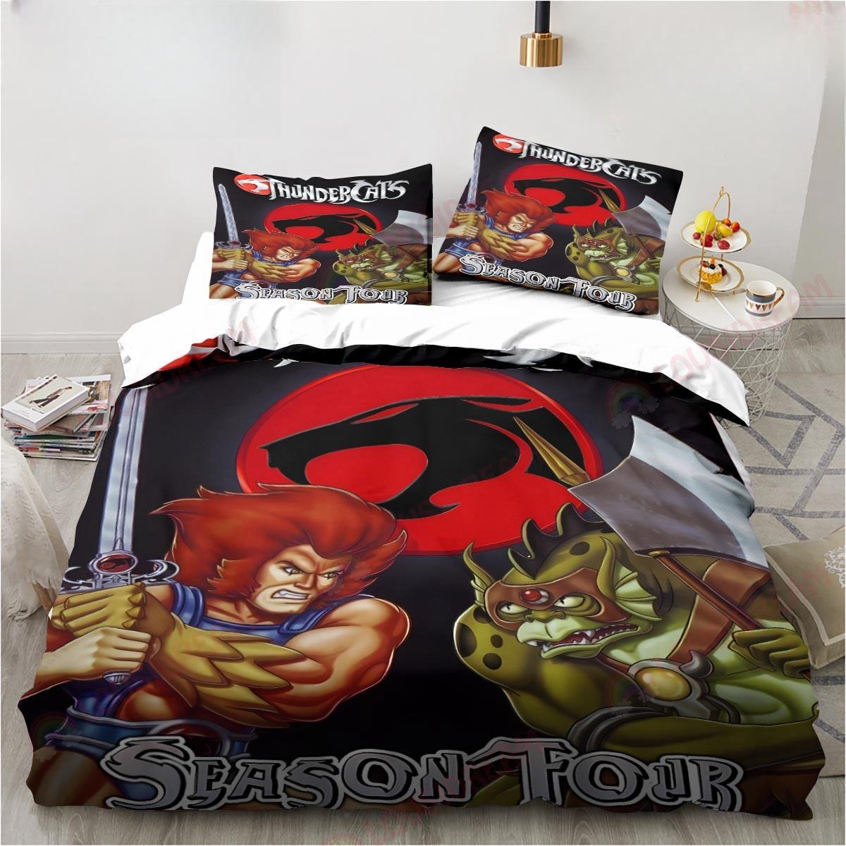 

Комплект постельного белья Cartoon Thundercats, простыня, двуспальная кровать, двуспальная кровать, детский комплект постельного белья из микрофибры или полиэстера, пододеяльник, комплект домашнего текстиля EU Twin 135x200cm