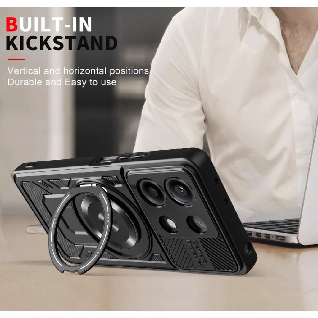 Armor Case for Redmi Poco X7 Pro Note 13 Pro Plus 5G 4G 360° Rotate Ring Stand Magnetic Wireless Charge Cover for Xiaomi 14T Pro