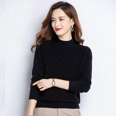 Women's Half-High Collar Wool Blend Knitted Sweater