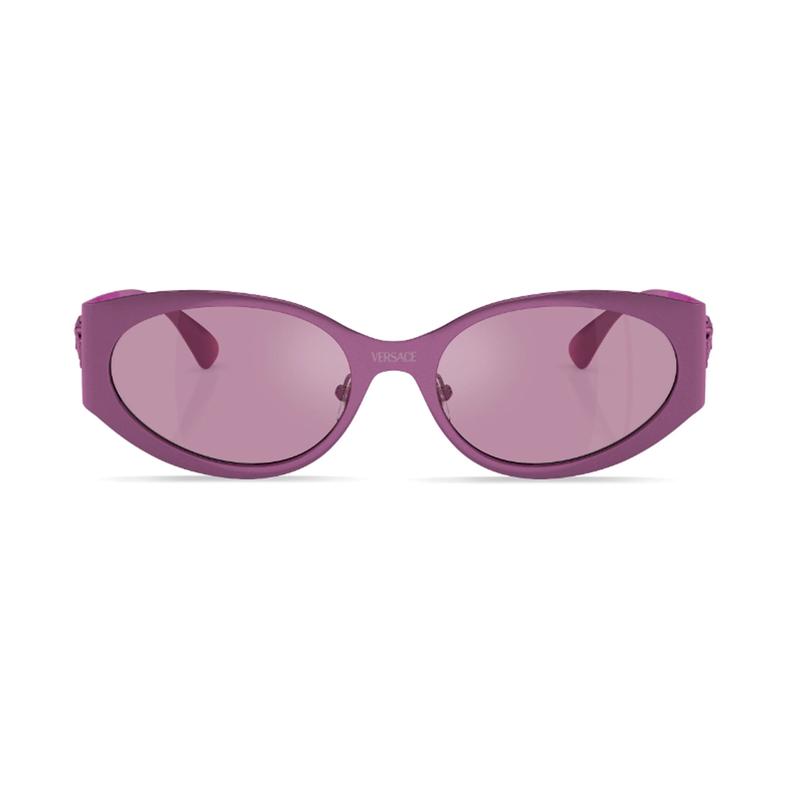 Versace Temple Logo Metal Steel Hardware Oval Sunglasses Women's Purple 10182478 VE22631503AK-Purple 56