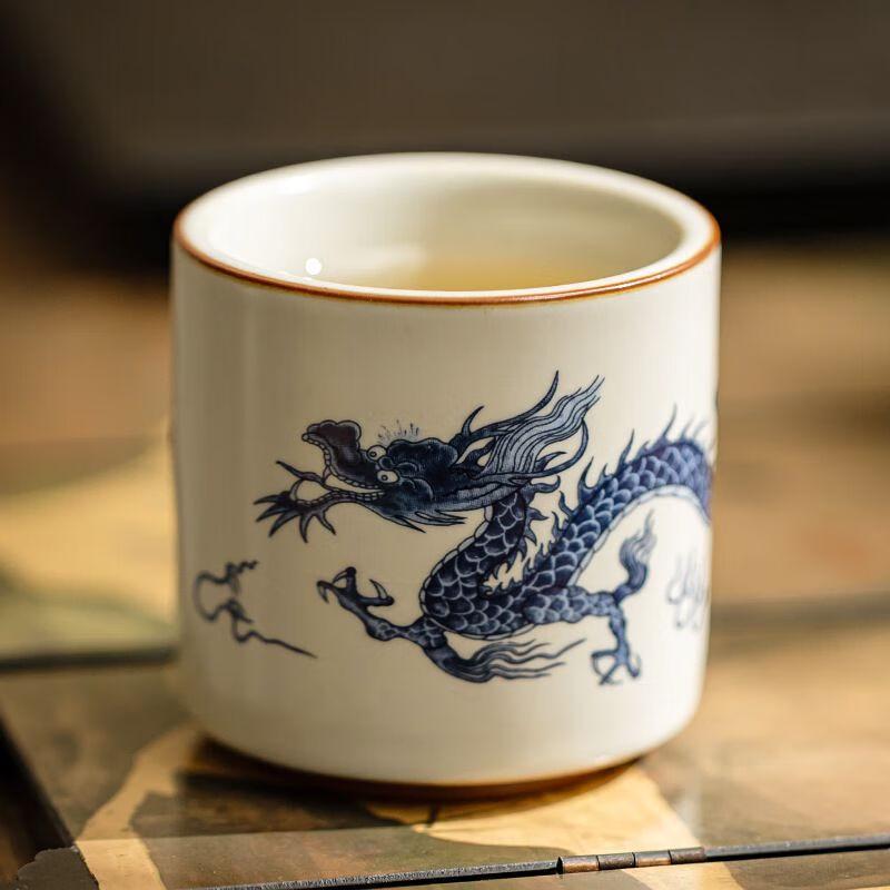 Yingyin Ru Kiln Blue & White Dragon Master Teacup
