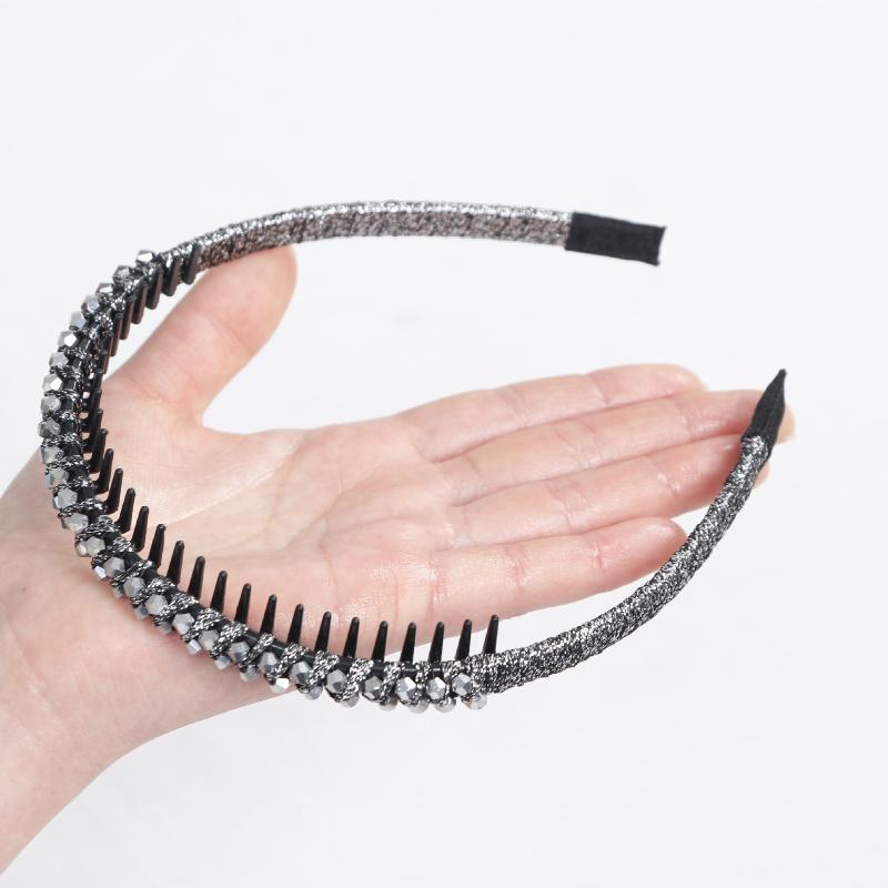 Bling Rhinestone Headband for Women Non-slip Teeth Structure Comfortable Fashion Hair Accessory for Dating Office