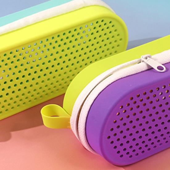 Swimming Goggles Case Double-Sided Color with Portable Handle Container Soft Silicone Ventilation Holes Water Drainage Storage Box